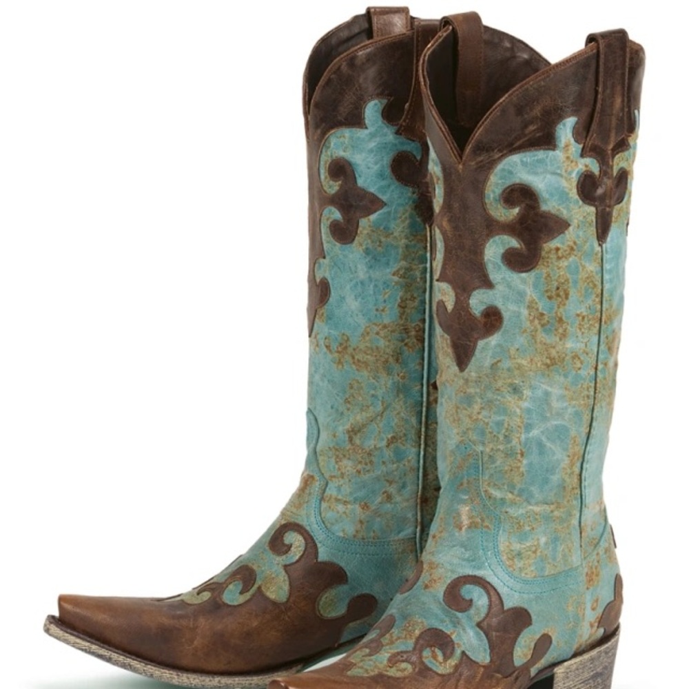 Dawson “Lane”  Cowgirl Boots Turquoise and Brown Western Boots